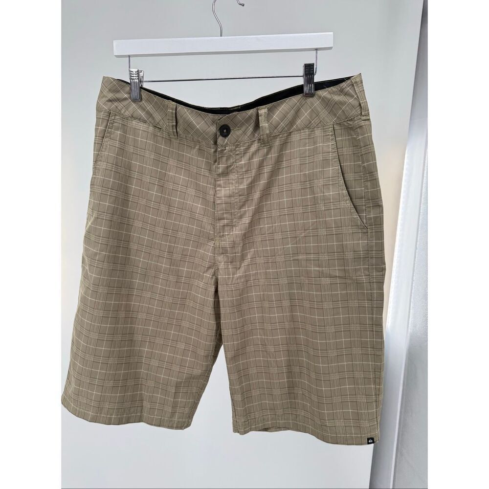 Quicksilver Army Green Plaid Amphibians Shorts 36 - Picture 1 of 6